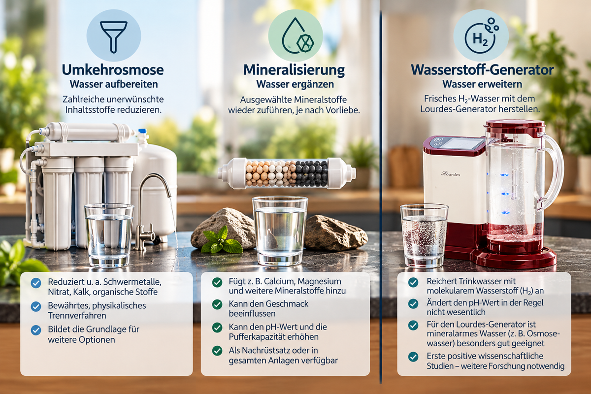 Osmosewasser, Mineralisierung, Wasserionisierung und H₂-Wasser – was sagt die Wissenschaft?