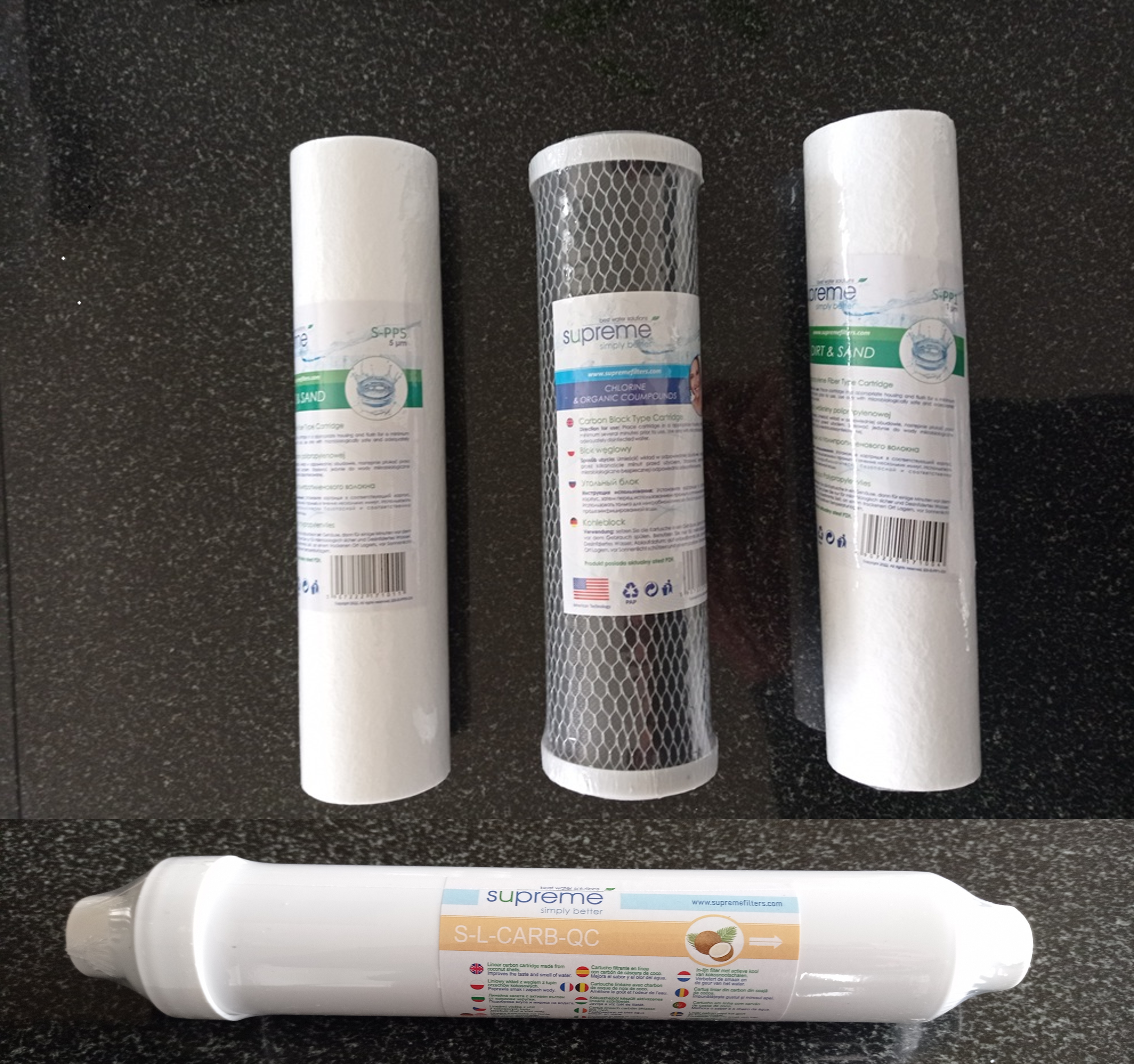 Ersatz-Filterset 4-teilig (3 Vorfilter, 1 Postcarbon) für vital-RO-solid, permeat, Direct Flow