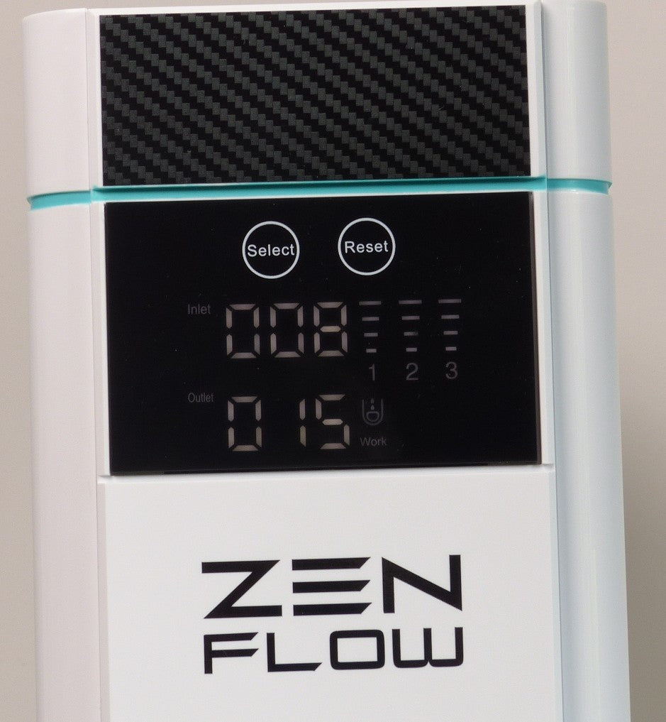 Die Ästhetische  Premium-Direct‑Flow Umkehrosmoseanlage (500 GPD) für die Arbeitsplatte mit LED‑Monitoring & Wasserwirbler ~ vital-RO ZEN-DirectFlow 500