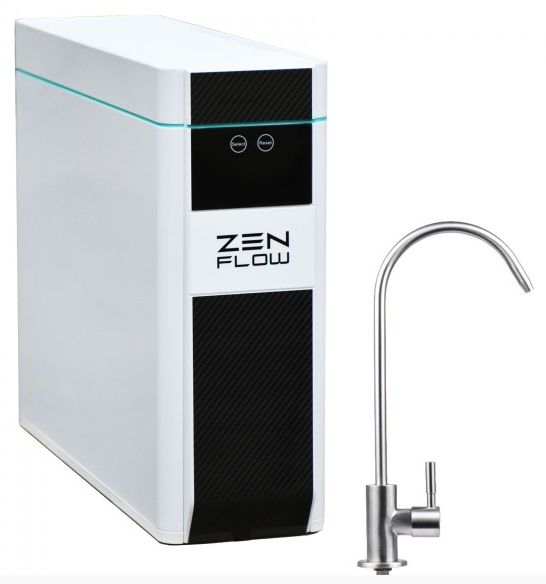 Die Ästhetische  Premium-Direct‑Flow Umkehrosmoseanlage (500 GPD) für die Arbeitsplatte mit LED‑Monitoring & Wasserwirbler ~ vital-RO ZEN-DirectFlow 500
