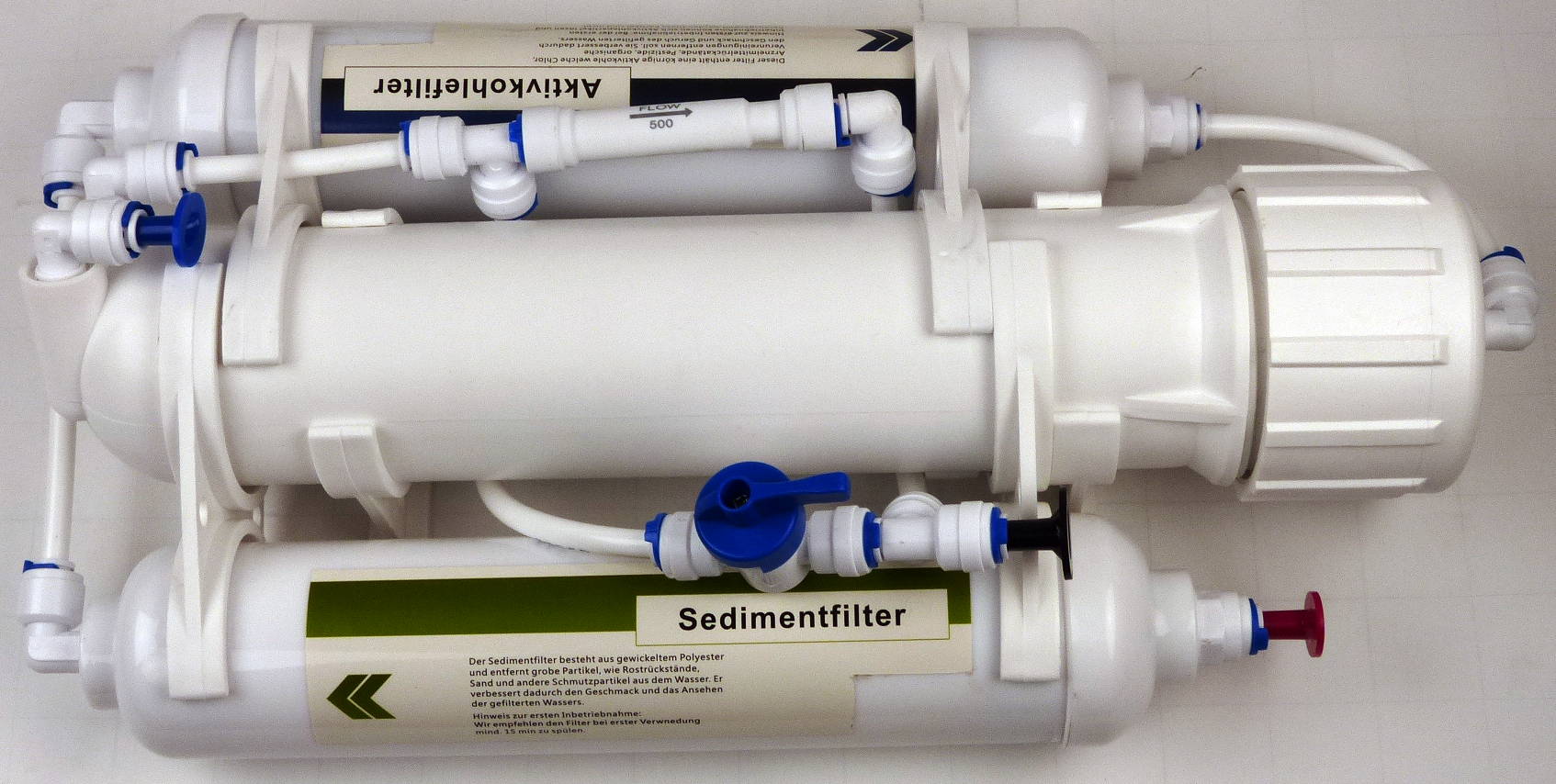 Die Transportable: 3-stufige Osmose-Anlage zum Anschluss direkt am Wasserhahn ~  vital-RO-mobil-3
