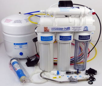 Die Wassersparende: 5‑stufige Osmose-Anlage mit Permeatpumpe und Tank ~  vital-RO-permeat-5m